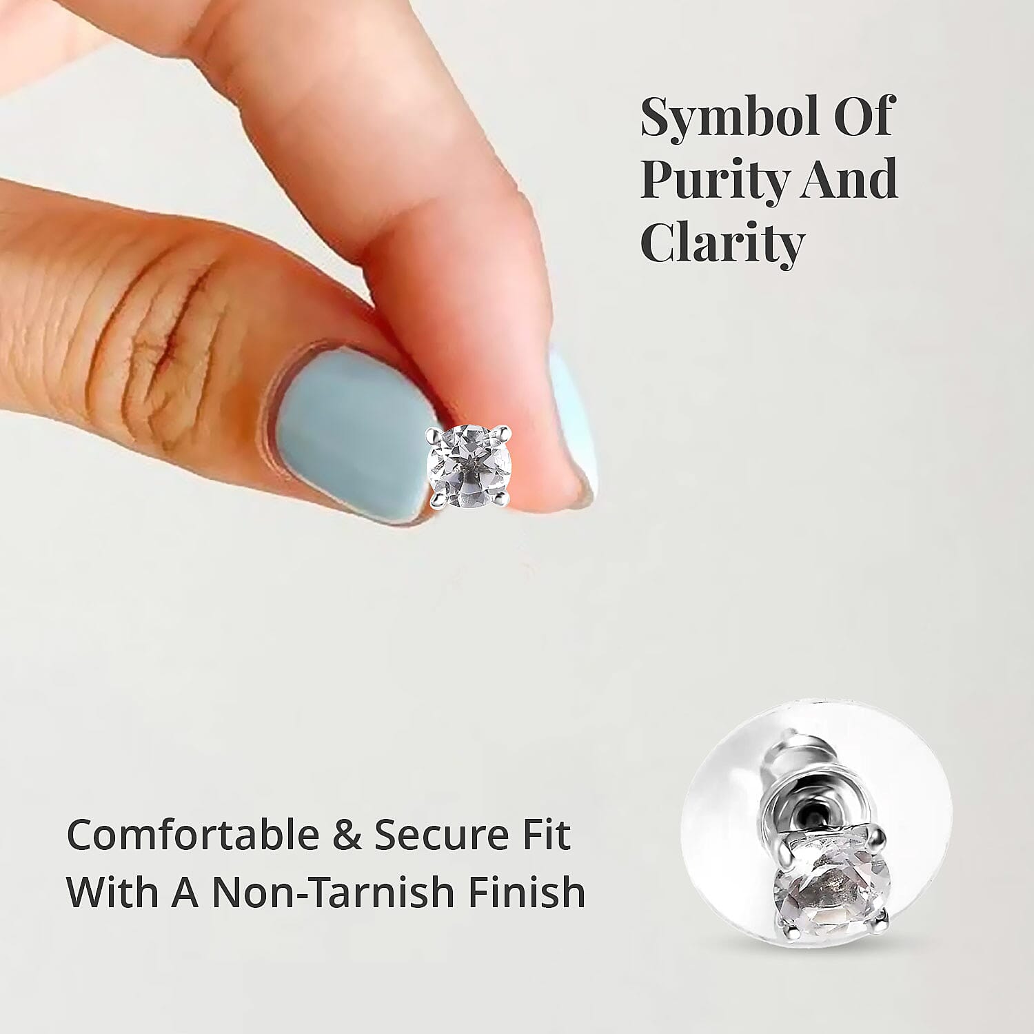 Brazilian Petalite 0.75 ctw Solitaire Stud Earrings in Platinum Over Sterling Silver