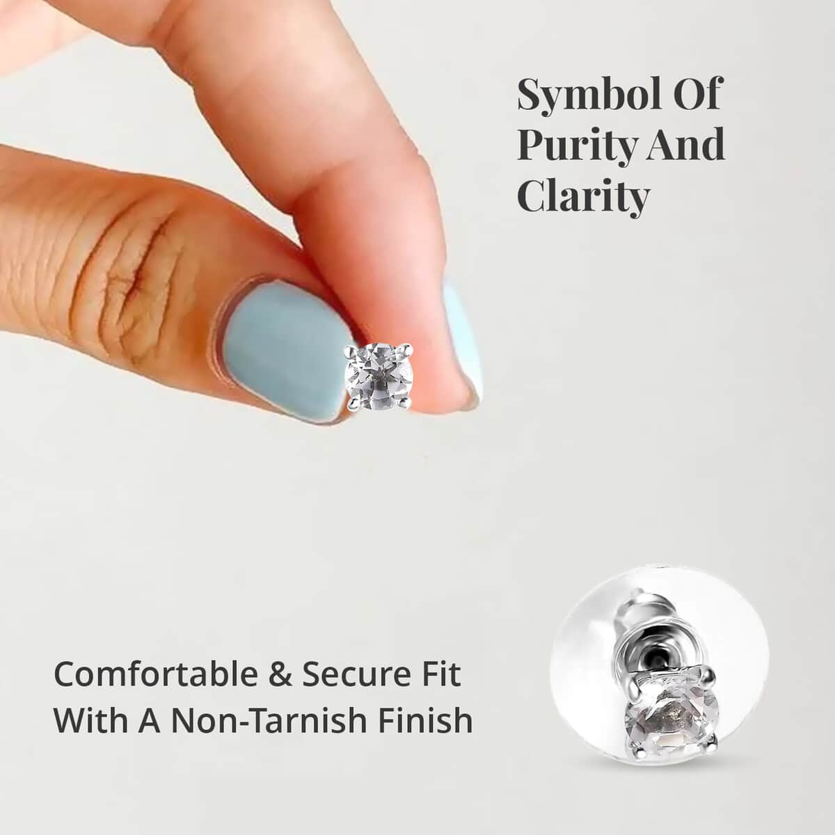 Brazilian Petalite Solitaire Stud Earrings in Platinum Over Sterling Silver 0.75 ctw image number 3