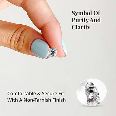 Brazilian Petalite 0.75 ctw Solitaire Stud Earrings in Platinum Over Sterling Silver