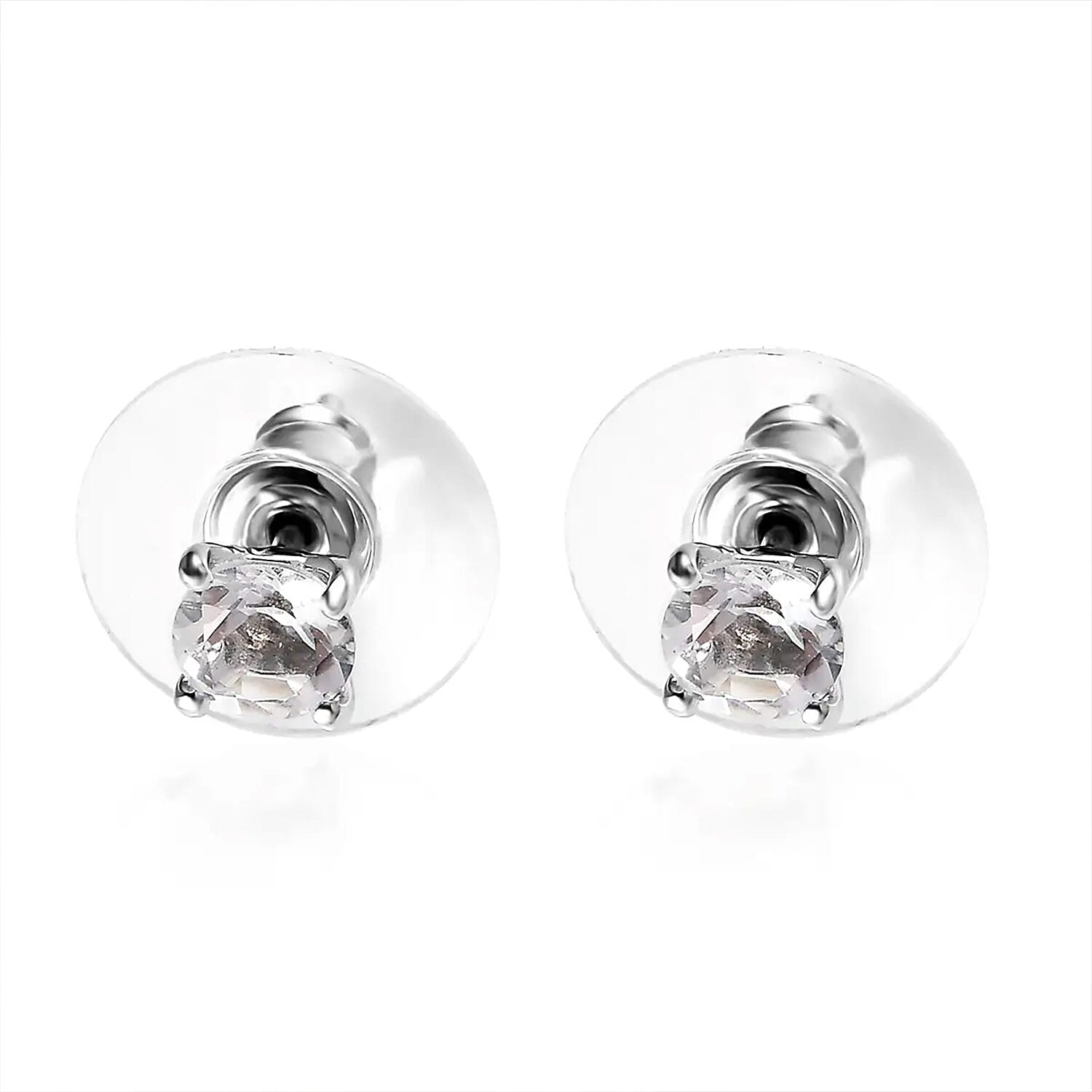 Brazilian Petalite 0.75 ctw Solitaire Stud Earrings in Platinum Over Sterling Silver