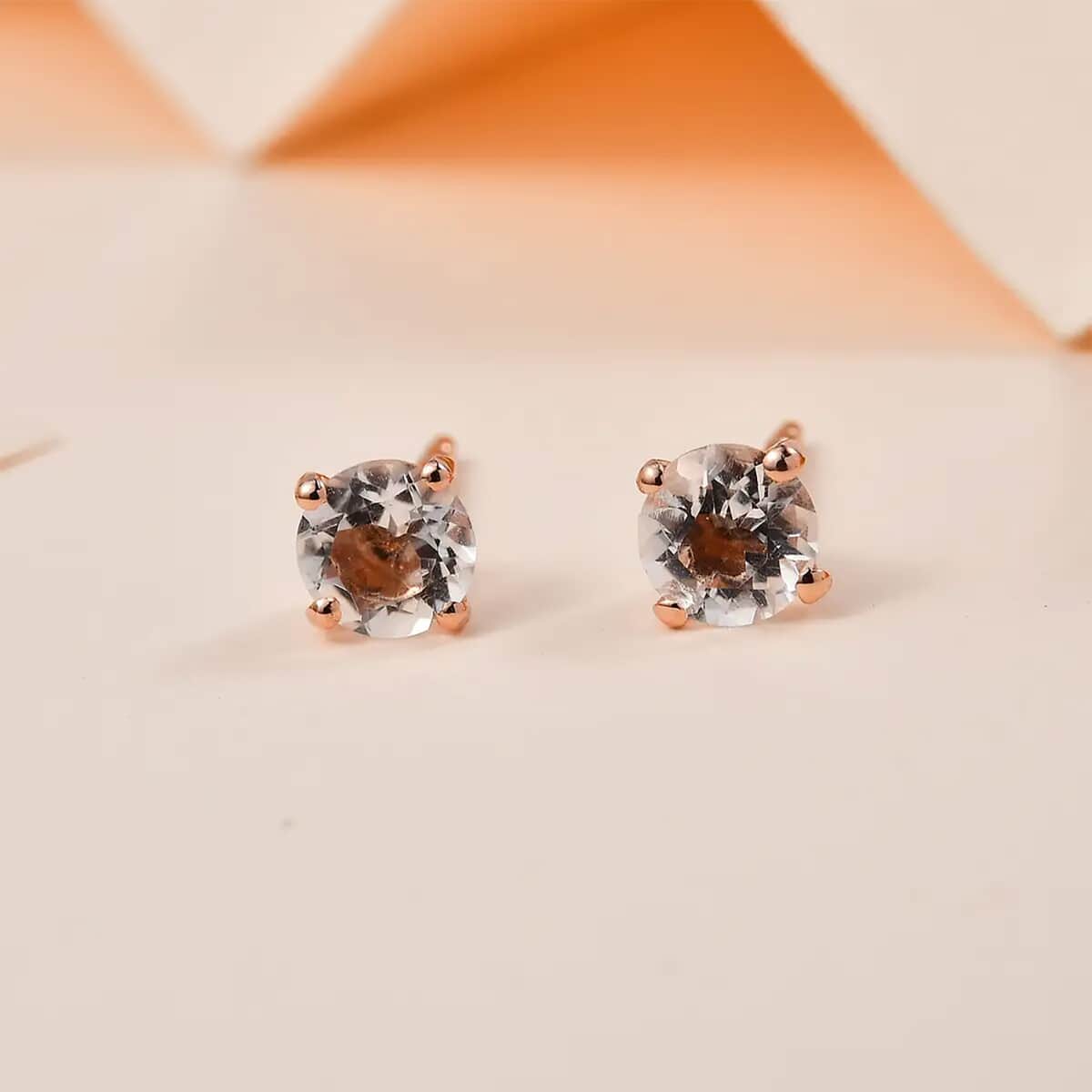 Brazilian Petalite Solitaire Stud Earrings in 14K Rose Gold Over Sterling Silver 0.75 ctw image number 1