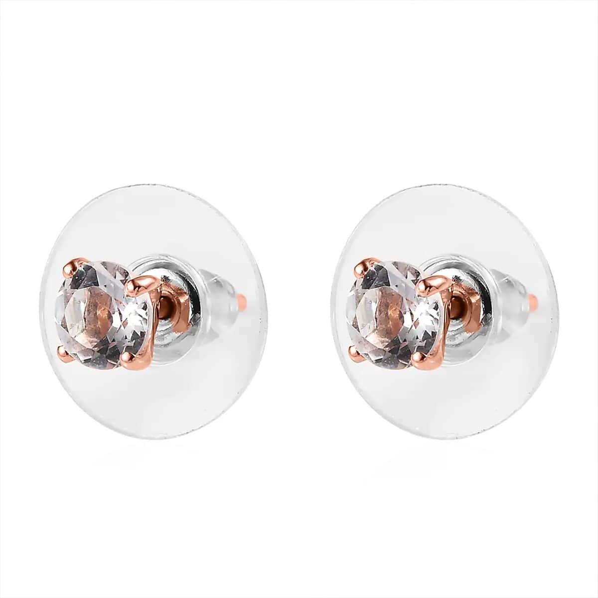 Brazilian Petalite 0.75 ctw Solitaire Stud Earrings in 14K Rose Gold Over Sterling Silver image number 8