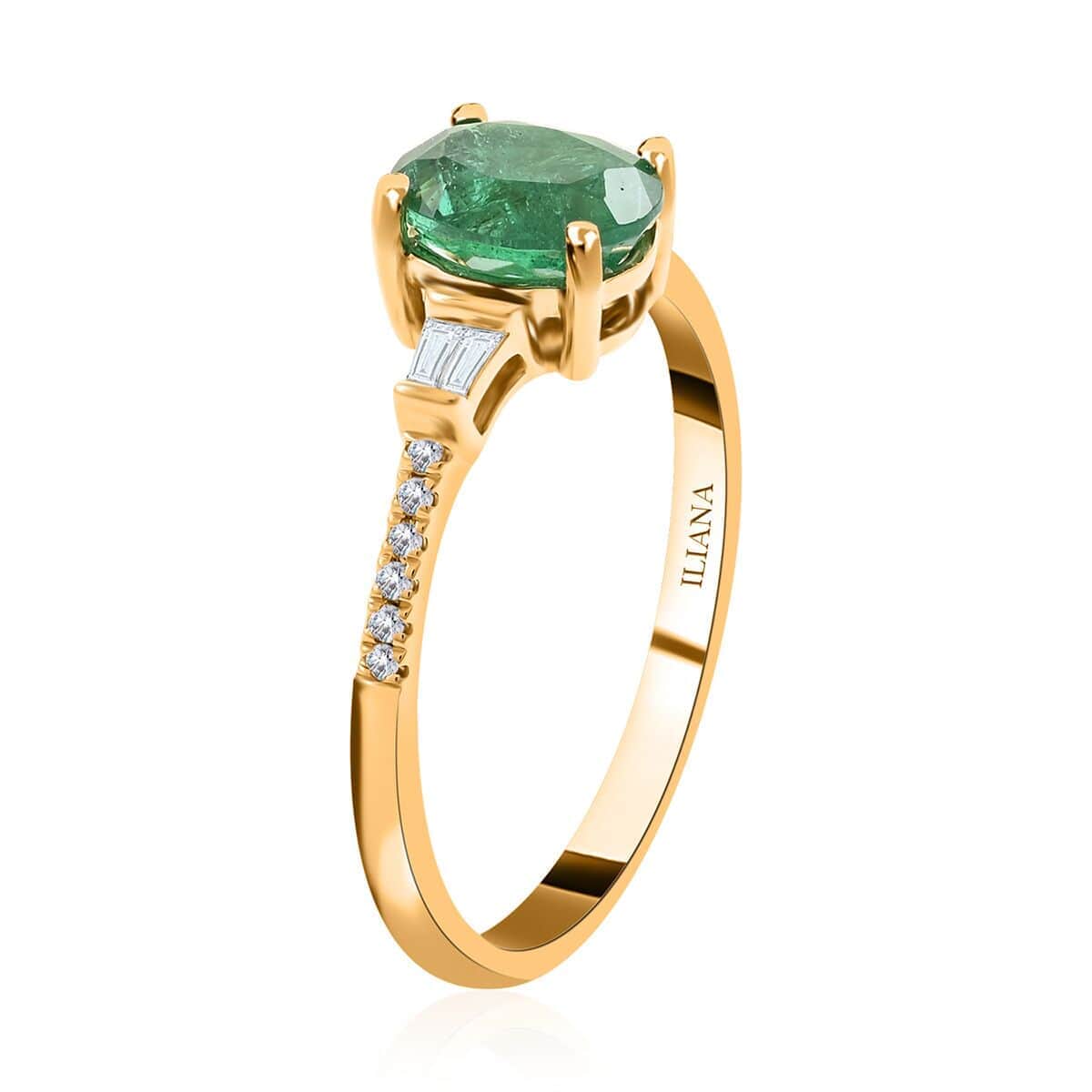 Certified & Appraised Iliana 18K Yellow Gold AAA Kagem Zambian Emerald and G-H SI Diamond Ring (Size 6.0) 1.35 ctw image number 3