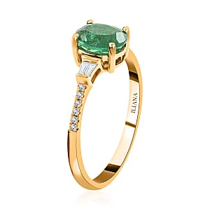 Certified & Appraised Iliana 18K Yellow Gold AAA Kagem Zambian Emerald and G-H SI Diamond Ring (Size 8.0) 1.35 ctw