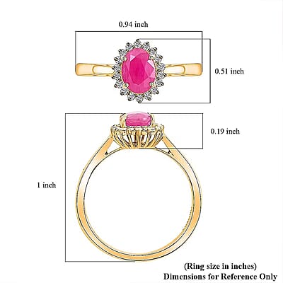 Certified & Appraised Luxoro AAA Montepuez Ruby and G-H I2 Diamond 1.50 ctw Halo Ring in 14K Yellow Gold (Size 6.0)