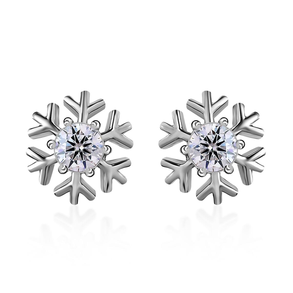Moissanite Solitaire Stud Earrings in Platinum Over Sterling Silver 0.85 ctw image number 0