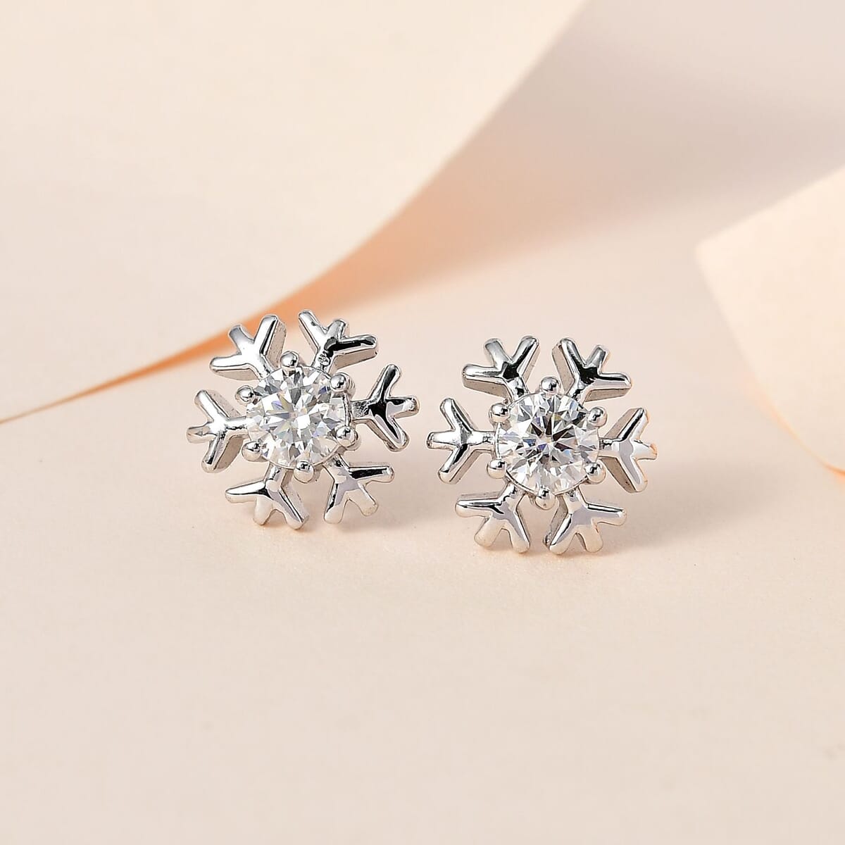 Moissanite Solitaire Stud Earrings in Platinum Over Sterling Silver 0.85 ctw image number 1