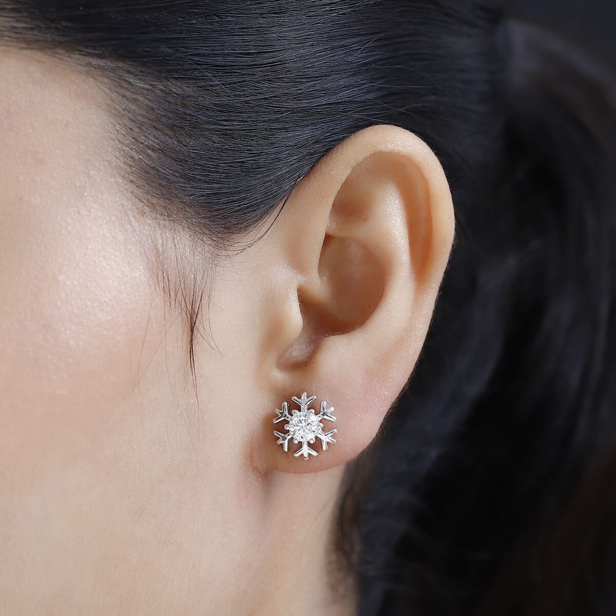 Moissanite Solitaire Stud Earrings in Platinum Over Sterling Silver 0.85 ctw image number 2