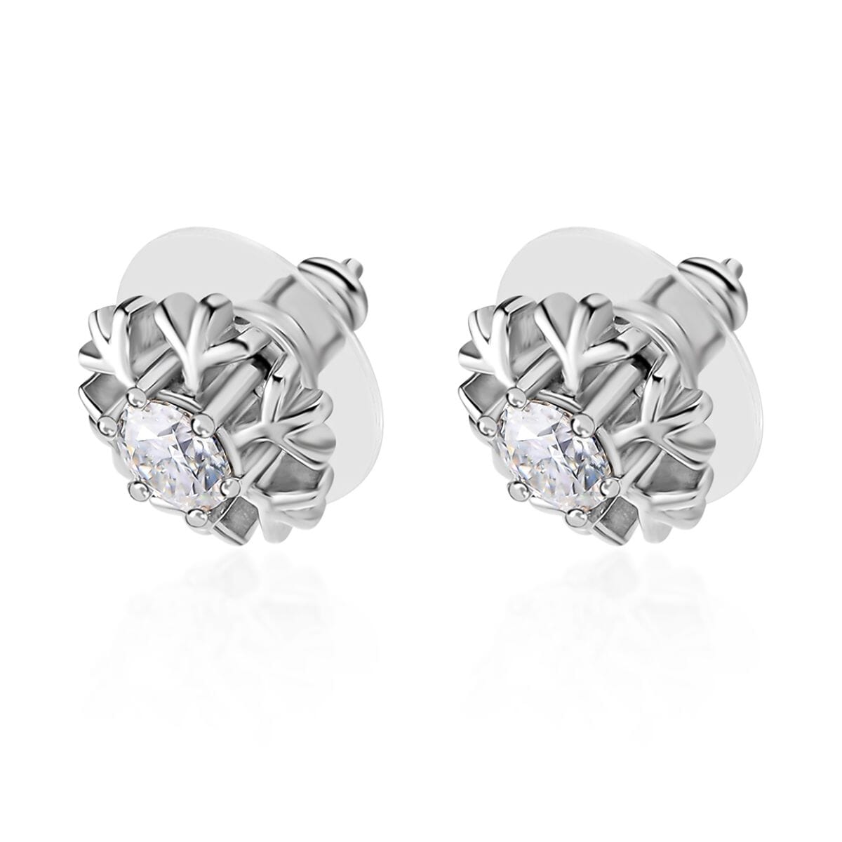 Moissanite Solitaire Stud Earrings in Platinum Over Sterling Silver 0.85 ctw image number 3