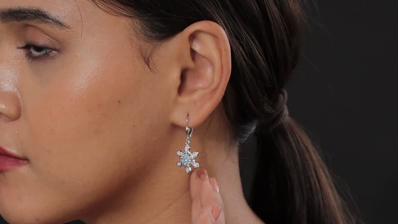 Premium Sky Blue Topaz, Moissanite Lever Back Earrings in Platinum Over Sterling Silver 0.75 ctw