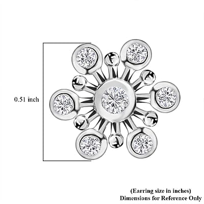 Moissanite Snowflake Stud Earrings in Platinum Over Sterling Silver 0.90 ctw