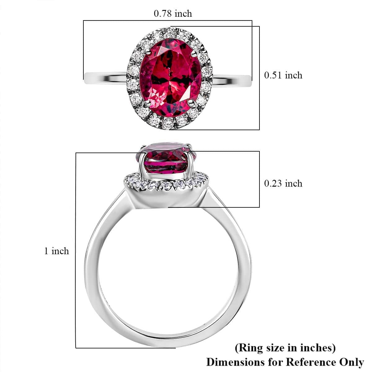 Rhapsody 950 Platinum AAAA Ouro Fino Rubellite and E-F VS2 Diamond Halo Ring 6 Grams 2.35 ctw (Del. in 7-10 Day) image number 5