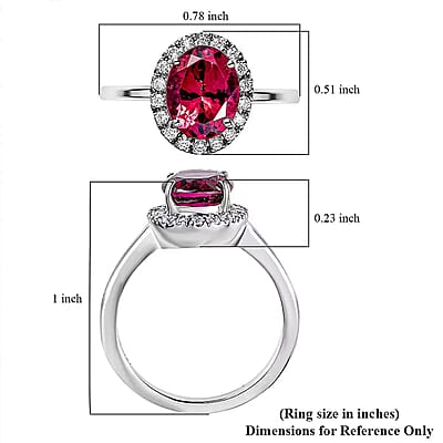 Rhapsody 950 Platinum AAAA Ouro Fino Rubellite and E-F VS2 Diamond Halo Ring (Size 10.0) 6 Grams 2.35 ctw