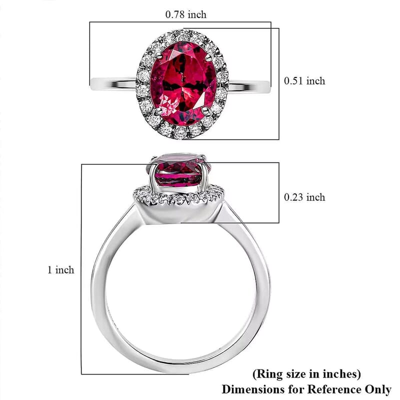 Rhapsody 950 Platinum AAAA Ouro Fino Rubellite and E-F VS2 Diamond Halo Ring (Size 10.0) 6 Grams 2.35 ctw