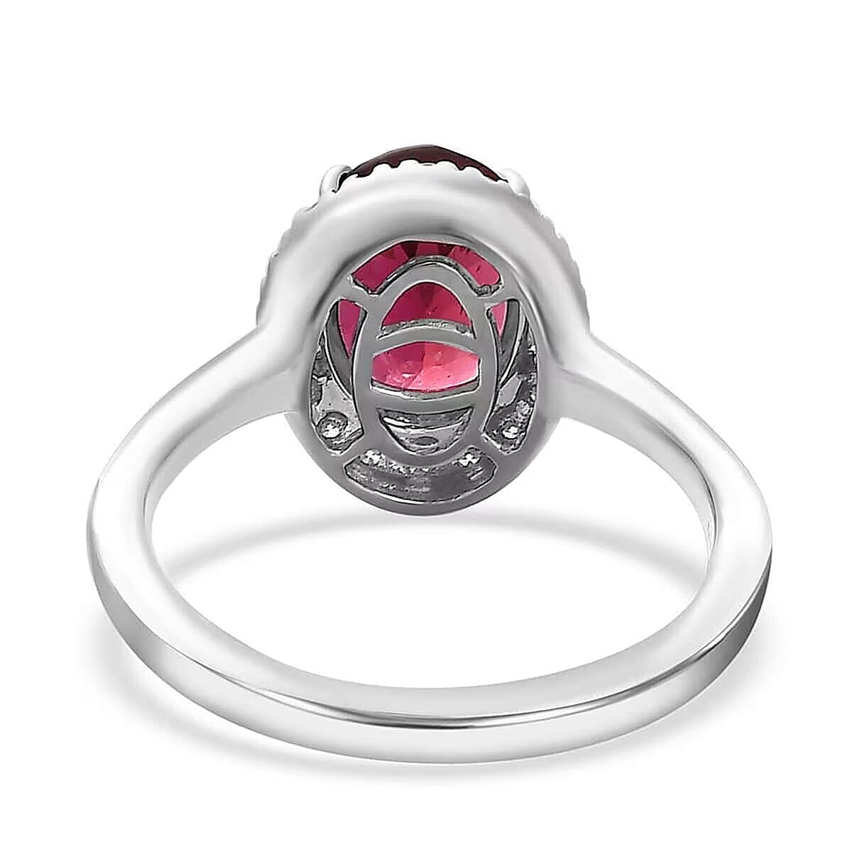 Rhapsody 950 Platinum AAAA Ouro Fino Rubellite and E-F VS2 Diamond Halo Ring (Size 9.0) 6 Grams 2.35 ctw image number 6