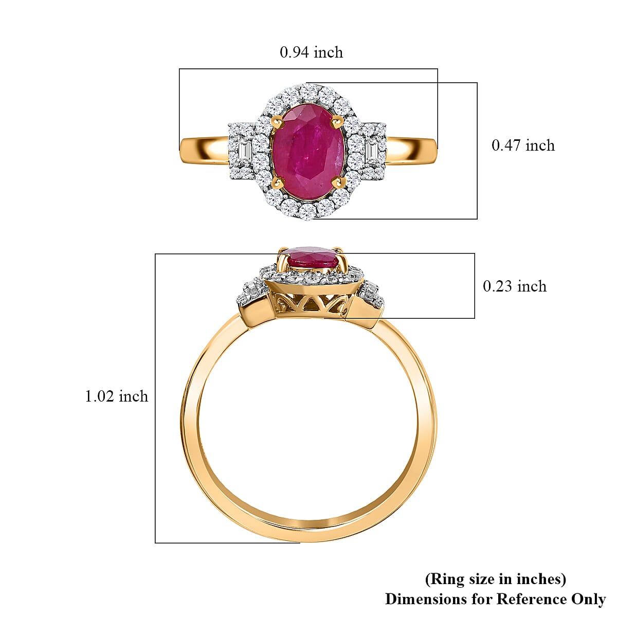 Luxoro 10K Yellow Gold Premium Mozambique Ruby and Moissanite Ring (Size 10.0) 2.10 ctw