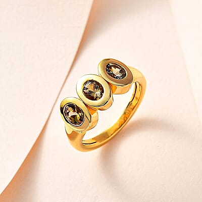 Natural Golden Tanzanite 0.96 ctw Ring in 18K Vermeil Yellow Gold Over Sterling Silver (Size 5.5)