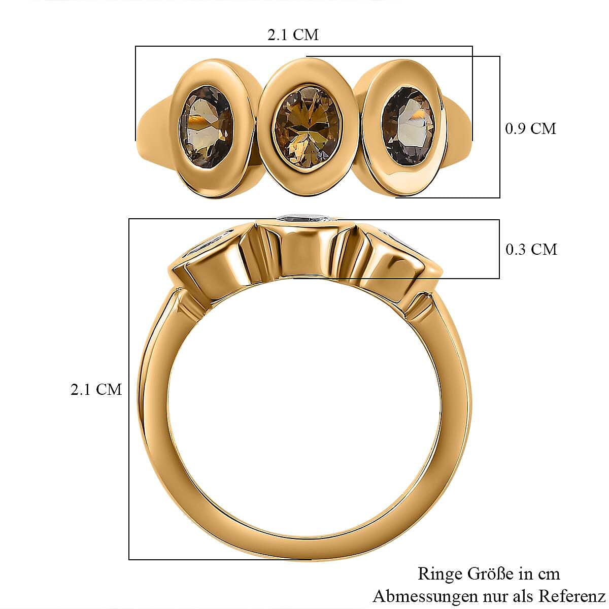 Natural Golden Tanzanite 0.96 ctw Ring in 18K Vermeil Yellow Gold Over Sterling Silver (Size 5.5)