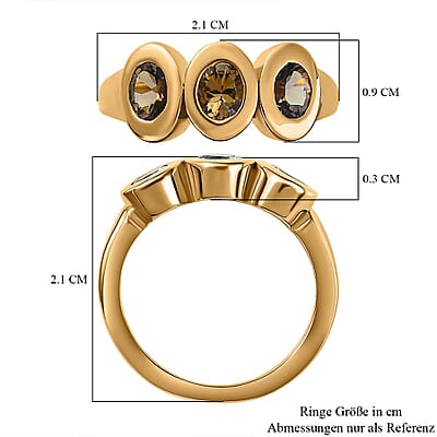 Natural Golden Tanzanite 0.96 ctw Ring in 18K Vermeil Yellow Gold Over Sterling Silver (Size 5.5)