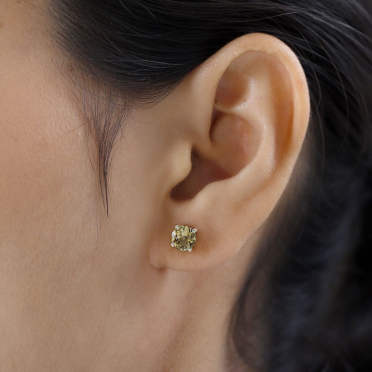 Luxoro 10K Yellow Gold Premium Golden Tanzanite Solitaire Stud Earrings 1.65 ctw image number 2