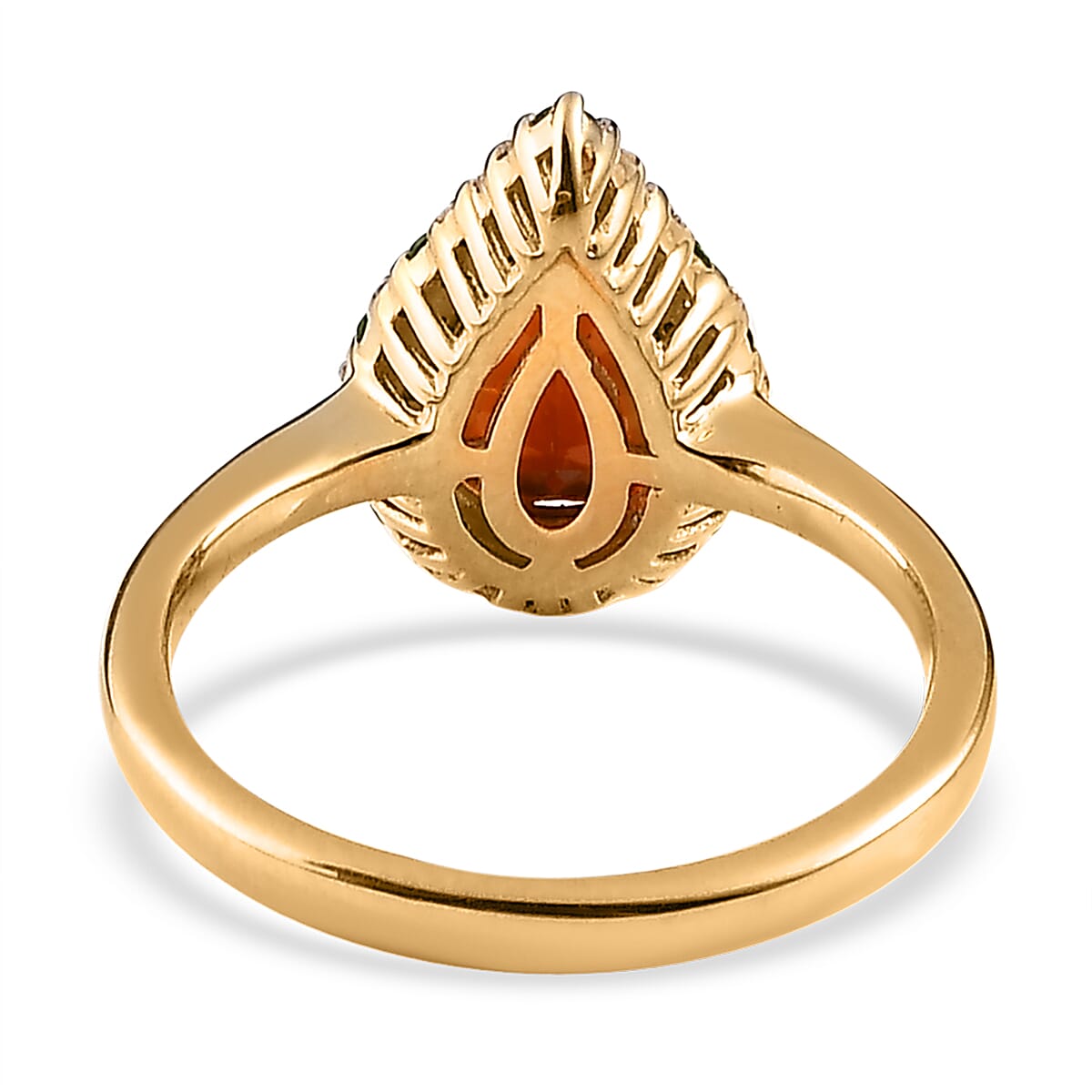 Premium Brazilian Cherry Citrine and Multi Gemstone Halo Ring in Vermeil Yellow Gold Over Sterling Silver (Size 10.0) 2.20 ctw