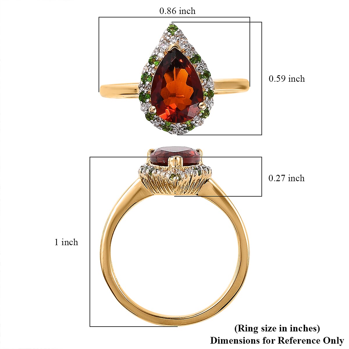 Premium Brazilian Cherry Citrine and Multi Gemstone Halo Ring in Vermeil Yellow Gold Over Sterling Silver (Size 10.0) 2.20 ctw