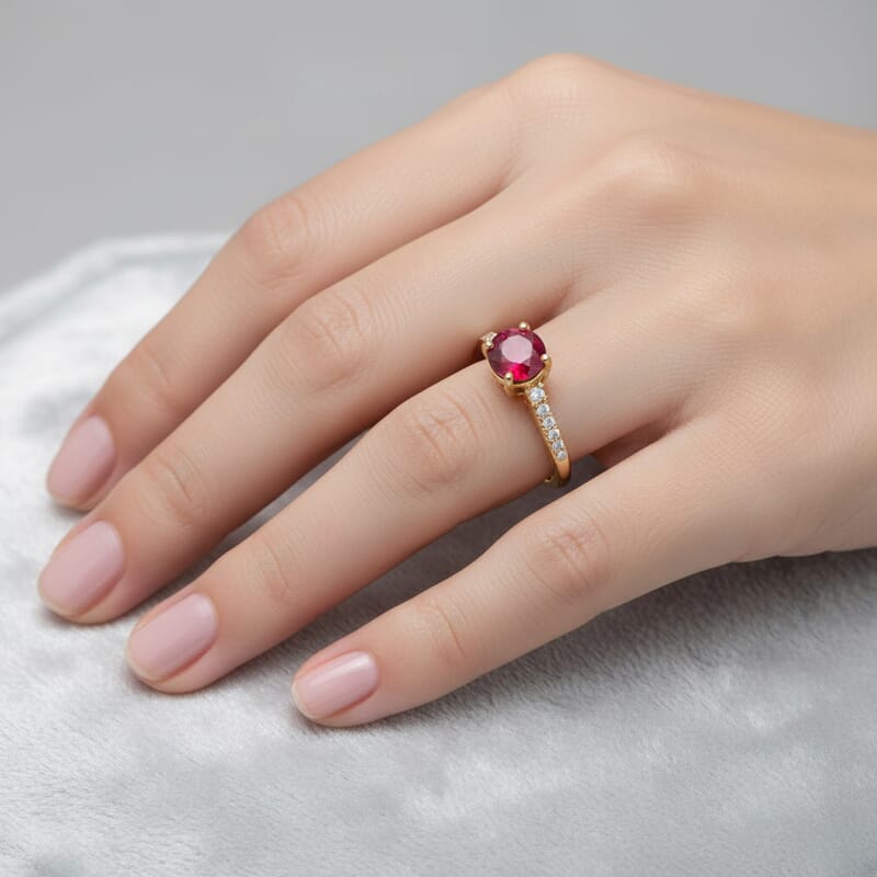 Certified & Appraised Luxoro AAA Montepuez Ruby and I2 Diamond 1.20 ctw Ring  in 14K Yellow Gold (Size 10.0)