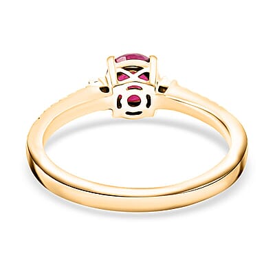 Certified & Appraised Luxoro AAA Montepuez Ruby and I2 Diamond 1.20 ctw Ring  in 14K Yellow Gold (Size 10.0)