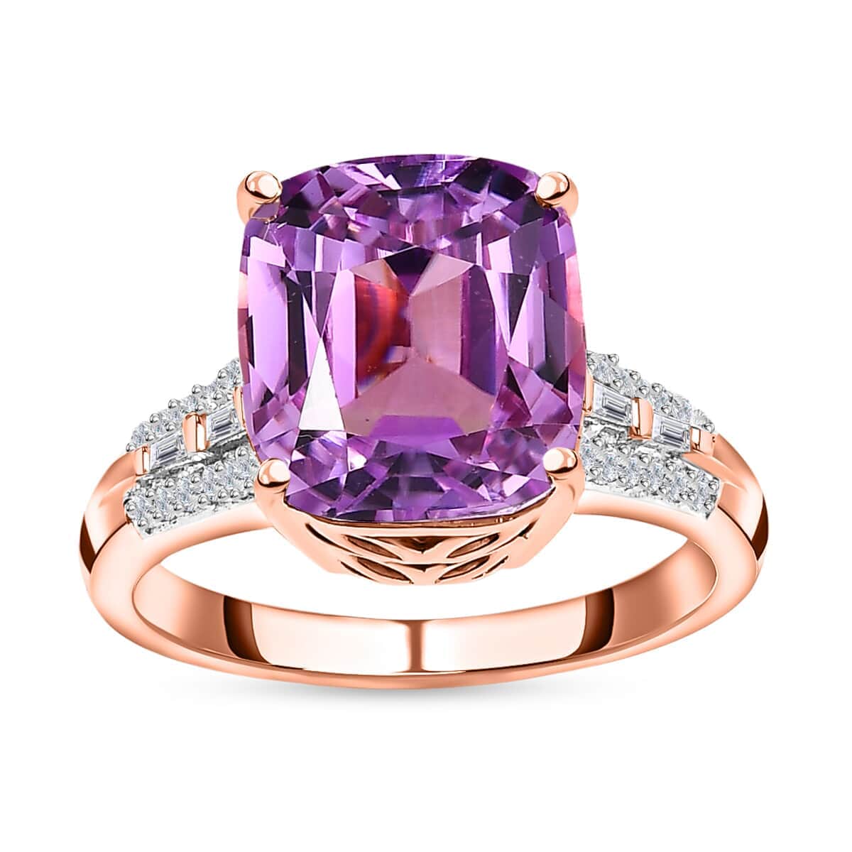 Luxoro 14K Rose Gold AAAA Patroke Kunzite and G-H I2 Diamond Ring (Size 6.0) 4.60 Grams 4.75 ctw image number 0