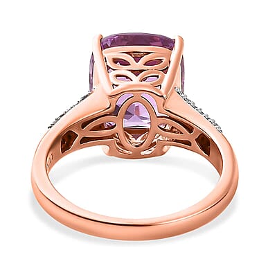 Luxoro 14K Rose Gold AAAA Patroke Kunzite and G-H I2 Diamond Ring (Size 6.0) 4.60 Grams 4.75 ctw