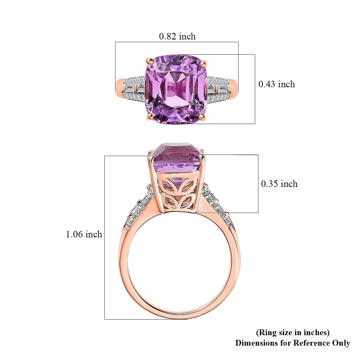 Luxoro 14K Rose Gold AAAA Patroke Kunzite and G-H I2 Diamond Ring (Size 6.0) 4.60 Grams 4.75 ctw