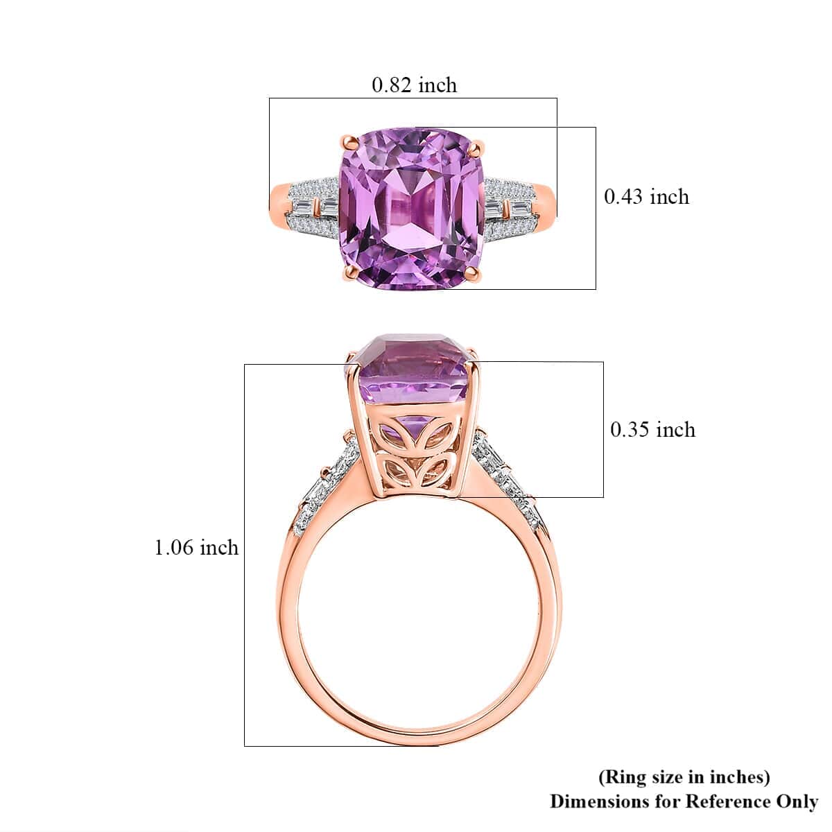 Luxoro 14K Rose Gold AAAA Patroke Kunzite and G-H I2 Diamond Ring (Size 6.0) 4.60 Grams 4.75 ctw image number 5