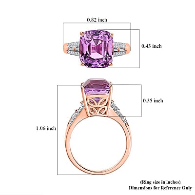 Luxoro 14K Rose Gold AAAA Patroke Kunzite and G-H I2 Diamond Ring (Size 6.0) 4.60 Grams 4.75 ctw