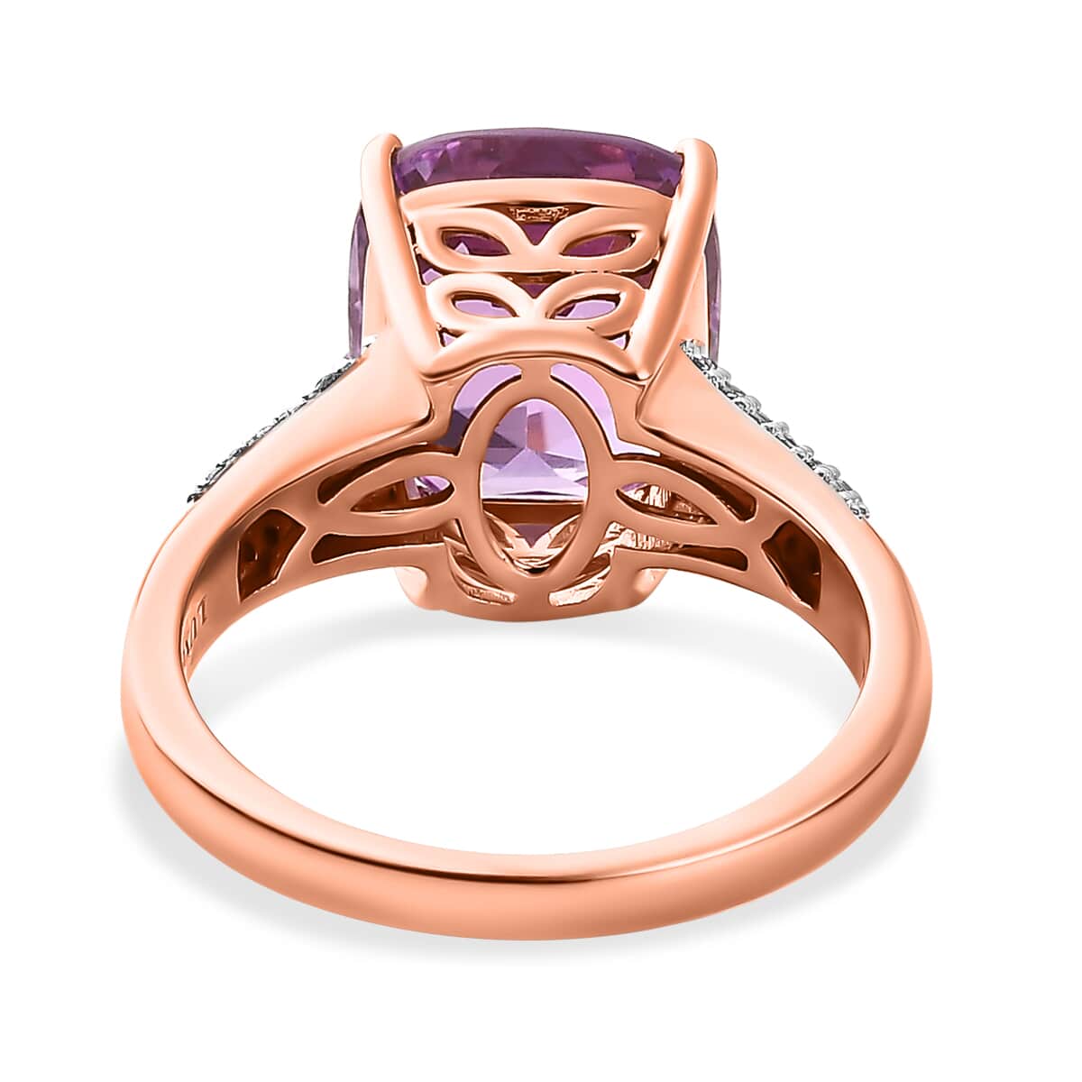 Luxoro 14K Rose Gold AAAA Patroke Kunzite and G-H I2 Diamond Ring (Size 8.0) 4.60 Grams 4.75 ctw image number 4