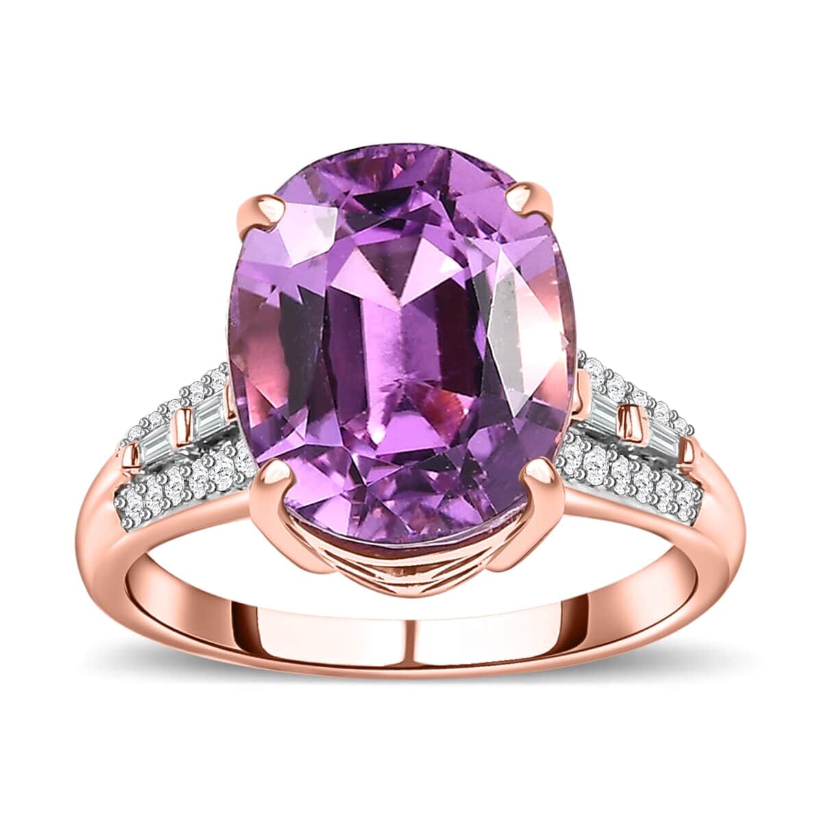 Luxoro 14K Rose Gold AAAA Patroke Kunzite and G-H I2 Diamond Ring 4.60 Grams 6.50 ctw image number 0