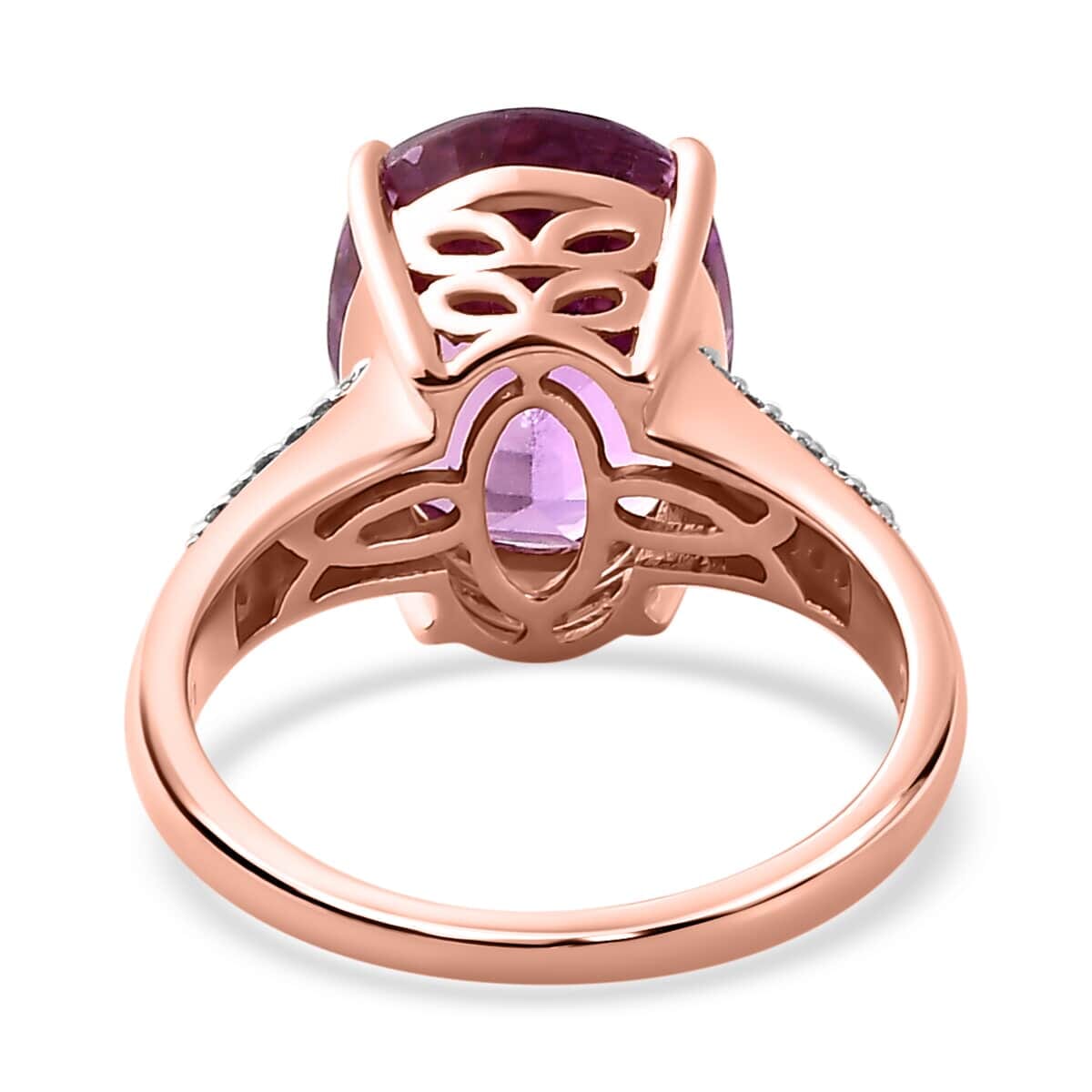 Luxoro 14K Rose Gold AAAA Patroke Kunzite and G-H I2 Diamond Ring 4.60 Grams 6.50 ctw image number 4