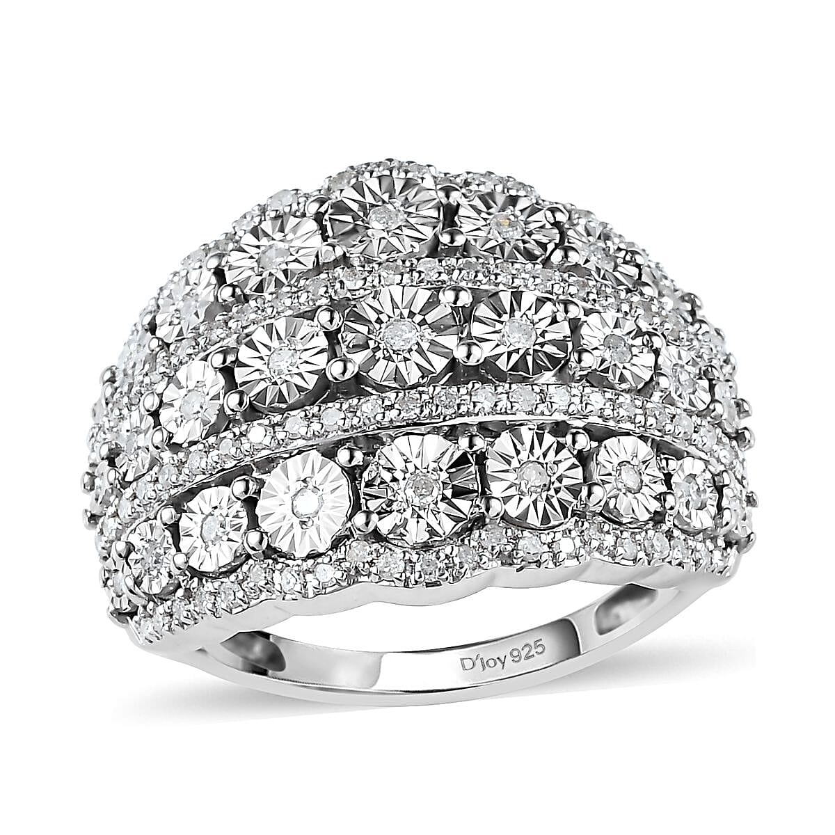 Diamond Illusion Ring in Platinum Over Sterling Silver (Size 10.0) 0.50 ctw