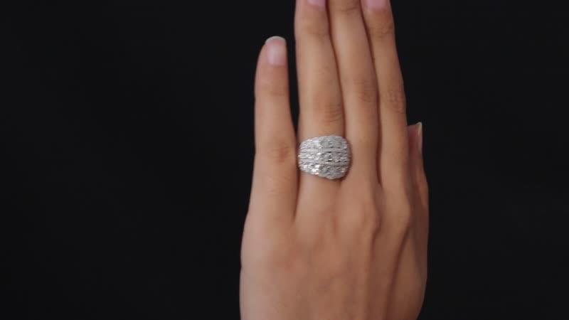 Diamond Galaxy Dome Ring in Platinum Over Sterling Silver