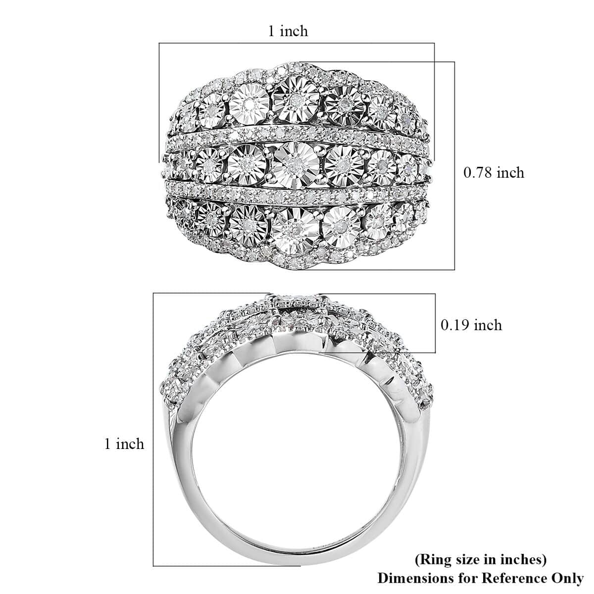 Diamond Illusion Ring in Platinum Over Sterling Silver (Size 5.0) 0.50 ctw image number 5