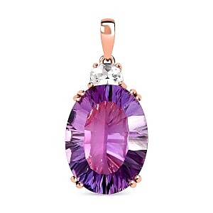 Rose De France Amethyst and White Topaz 19.02 ctw Pendant in Vermeil RG Over Sterling Silver