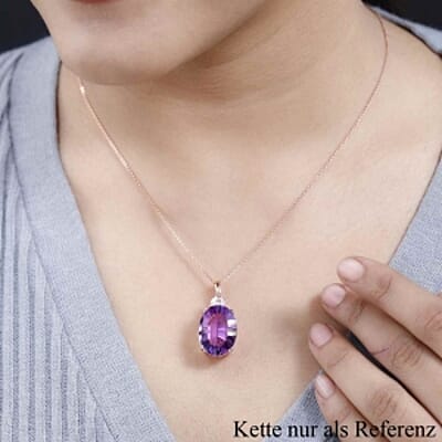 Rose De France Amethyst and White Topaz 19.02 ctw Pendant in Vermeil RG Over Sterling Silver