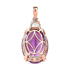 Rose De France Amethyst and White Topaz 19.02 ctw Pendant in Vermeil RG Over Sterling Silver