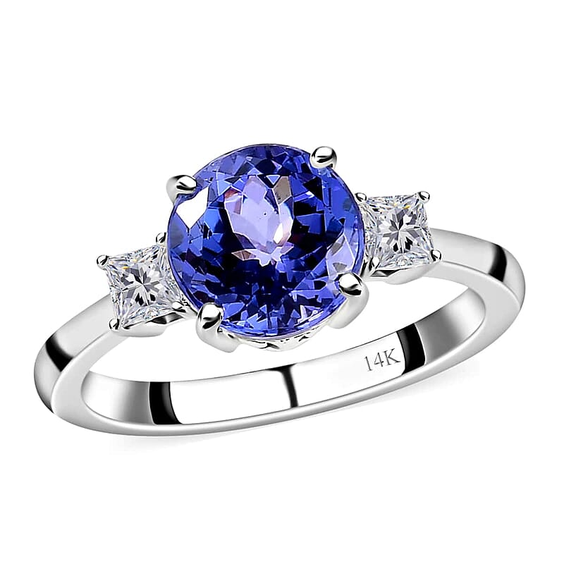 Luxoro 14K White Gold Premium Tanzanite and G-H I3 Diamond Ring (Size 7.0) 2.50 ctw