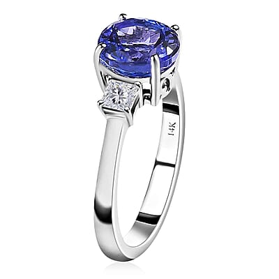 Luxoro 14K White Gold Premium Tanzanite and G-H I3 Diamond Ring (Size 7.0) 2.50 ctw