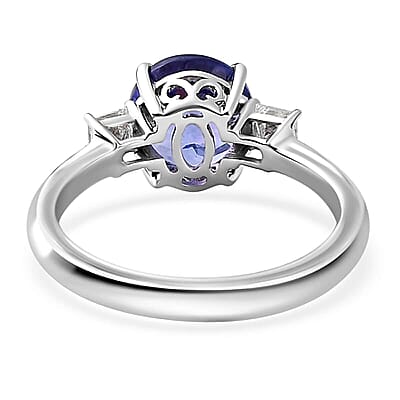 Luxoro 14K White Gold Premium Tanzanite and G-H I3 Diamond Ring (Size 7.0) 2.50 ctw