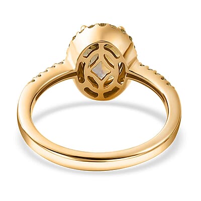 Luxoro 14K Yellow Gold Premium Golden Tanzanite and Natural Yellow Diamond I3 Halo Ring (Size 7.0) 2.25 ctw