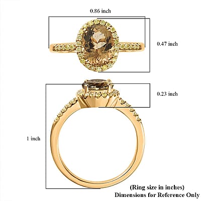Luxoro 14K Yellow Gold Premium Golden Tanzanite and Natural Yellow Diamond I3 Halo Ring (Size 7.0) 2.25 ctw