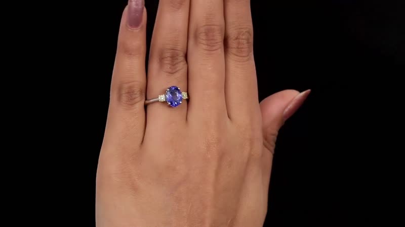 Luxoro 14K White Gold Premium Tanzanite and I3 Natural Yellow Diamond Ring (Size 7.0) 2.35 ctw