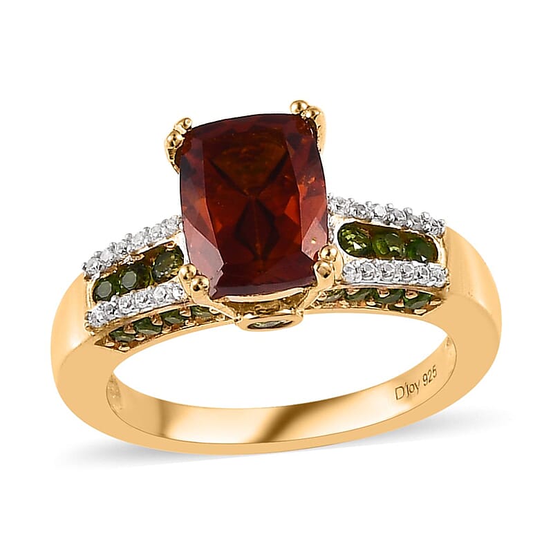 Premium Brazilian Cherry Citrine and Multi Gemstone Ring in Vermeil Yellow Gold Over Sterling Silver (Size 10.0) 3.80 ctw