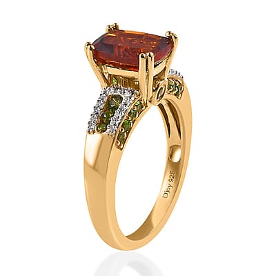 Premium Brazilian Cherry Citrine and Multi Gemstone Ring in Vermeil Yellow Gold Over Sterling Silver (Size 10.0) 3.80 ctw